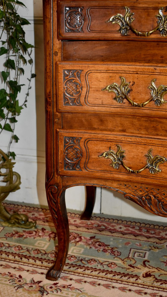 Commode Galbée en Façade d'Epoque Transition, Commode Provençale,Noyer, Epoque XVIIIeme-photo-6