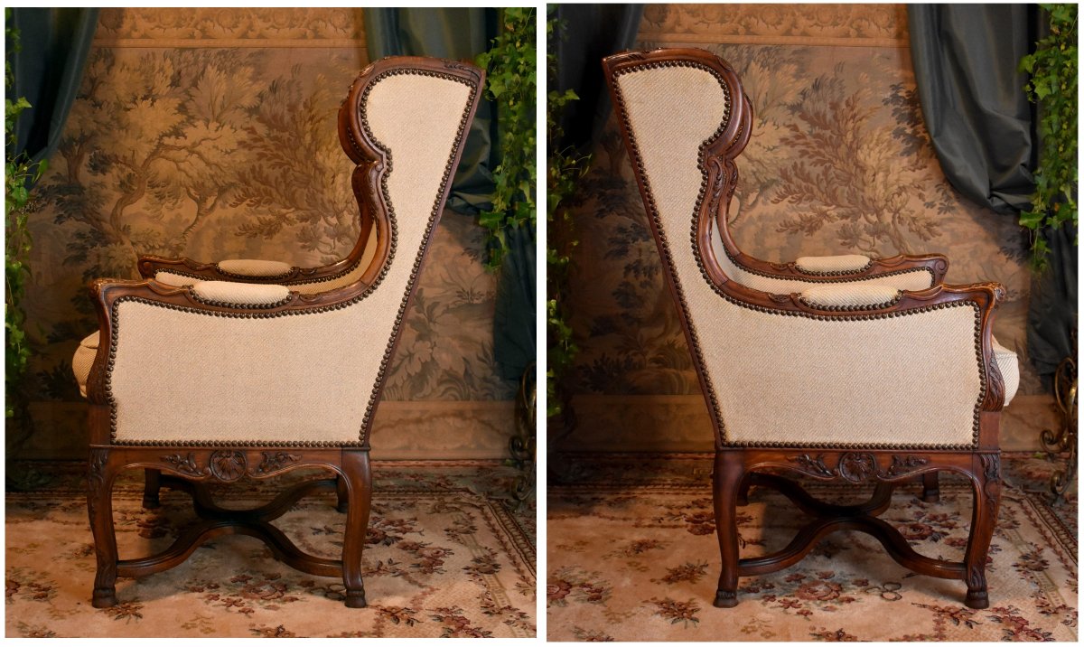 Bergère en  Confessionnal  de Style Régence, , Bergère à Oreilles, Epoque XIXeme-photo-3