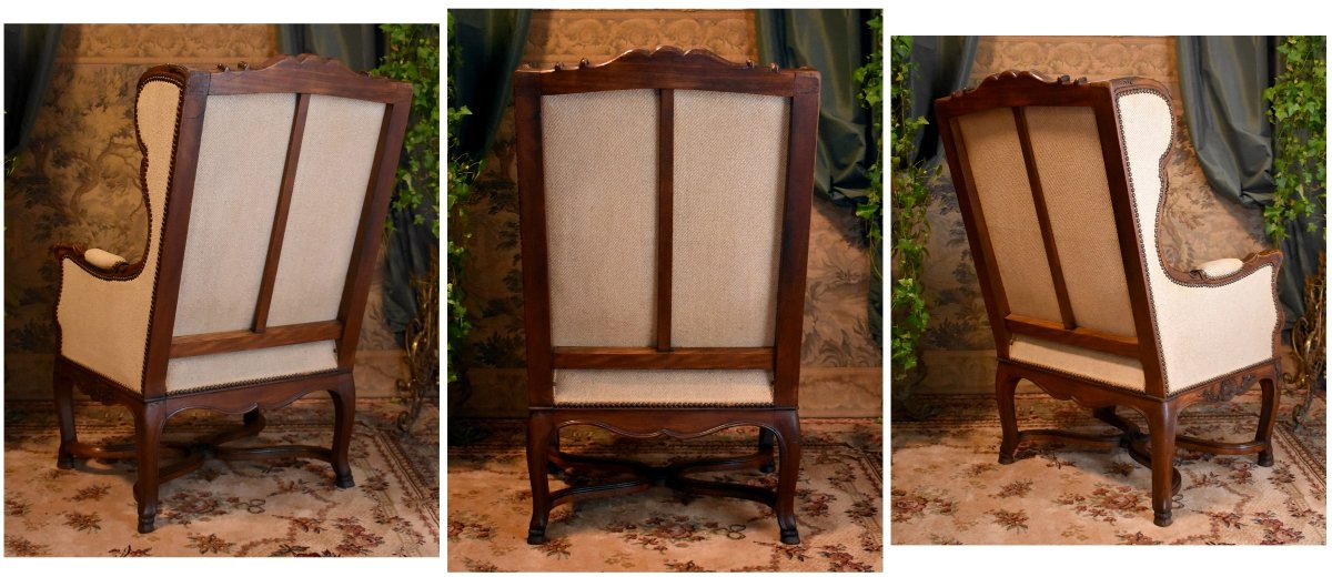 Bergère en  Confessionnal  de Style Régence, , Bergère à Oreilles, Epoque XIXeme-photo-4