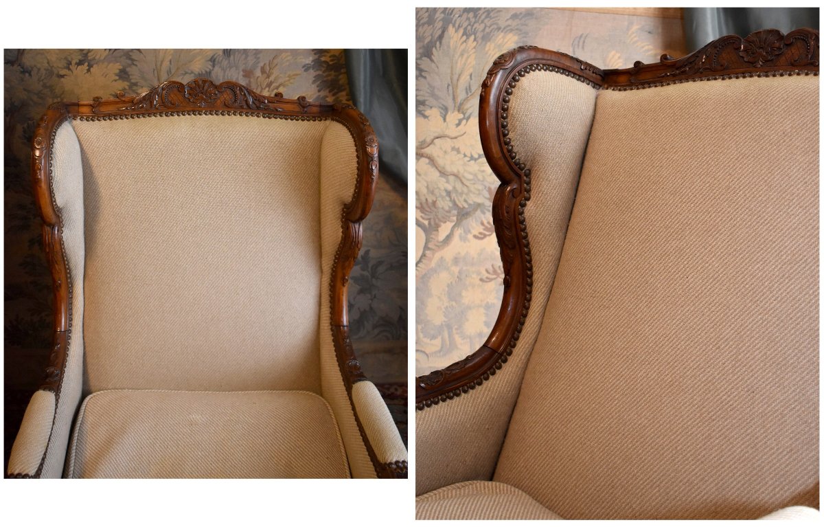 Bergère en  Confessionnal  de Style Régence, , Bergère à Oreilles, Epoque XIXeme-photo-1