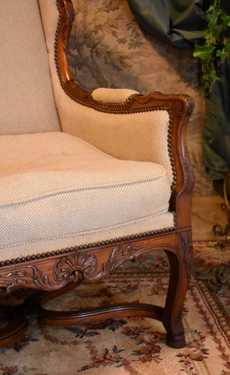 Bergère en  Confessionnal  de Style Régence, , Bergère à Oreilles, Epoque XIXeme-photo-5