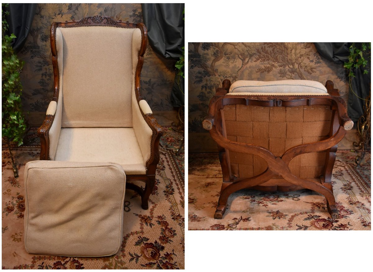 Bergère en  Confessionnal  de Style Régence, , Bergère à Oreilles, Epoque XIXeme-photo-8