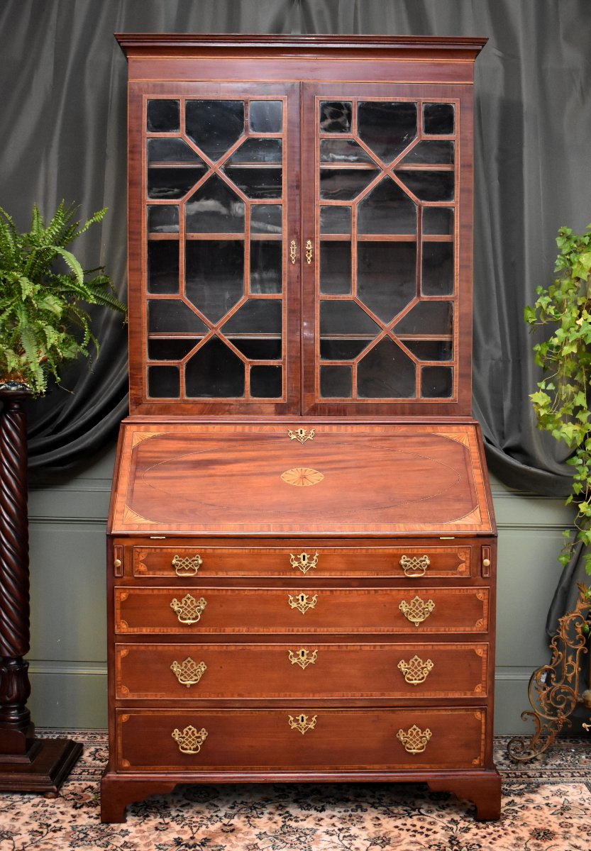 Scriban Bibliothèque  Style Sheraton, Secrétaire , Bureau Anglais , Angleterre XIXe, Acajou-photo-3