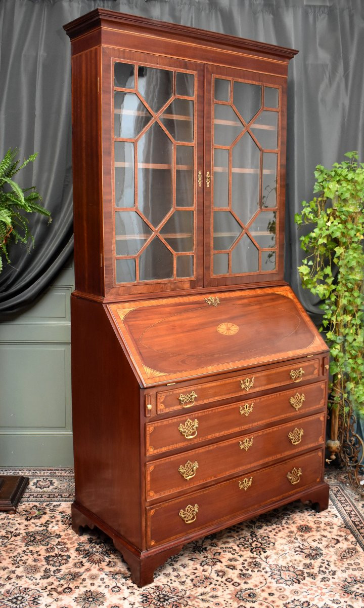 Scriban Bibliothèque  Style Sheraton, Secrétaire , Bureau Anglais , Angleterre XIXe, Acajou-photo-4