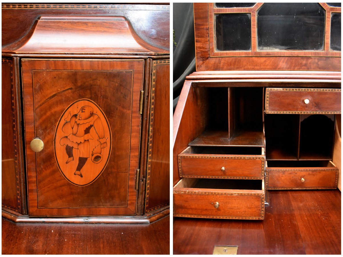 Scriban Bibliothèque  Style Sheraton, Secrétaire , Bureau Anglais , Angleterre XIXe, Acajou-photo-6