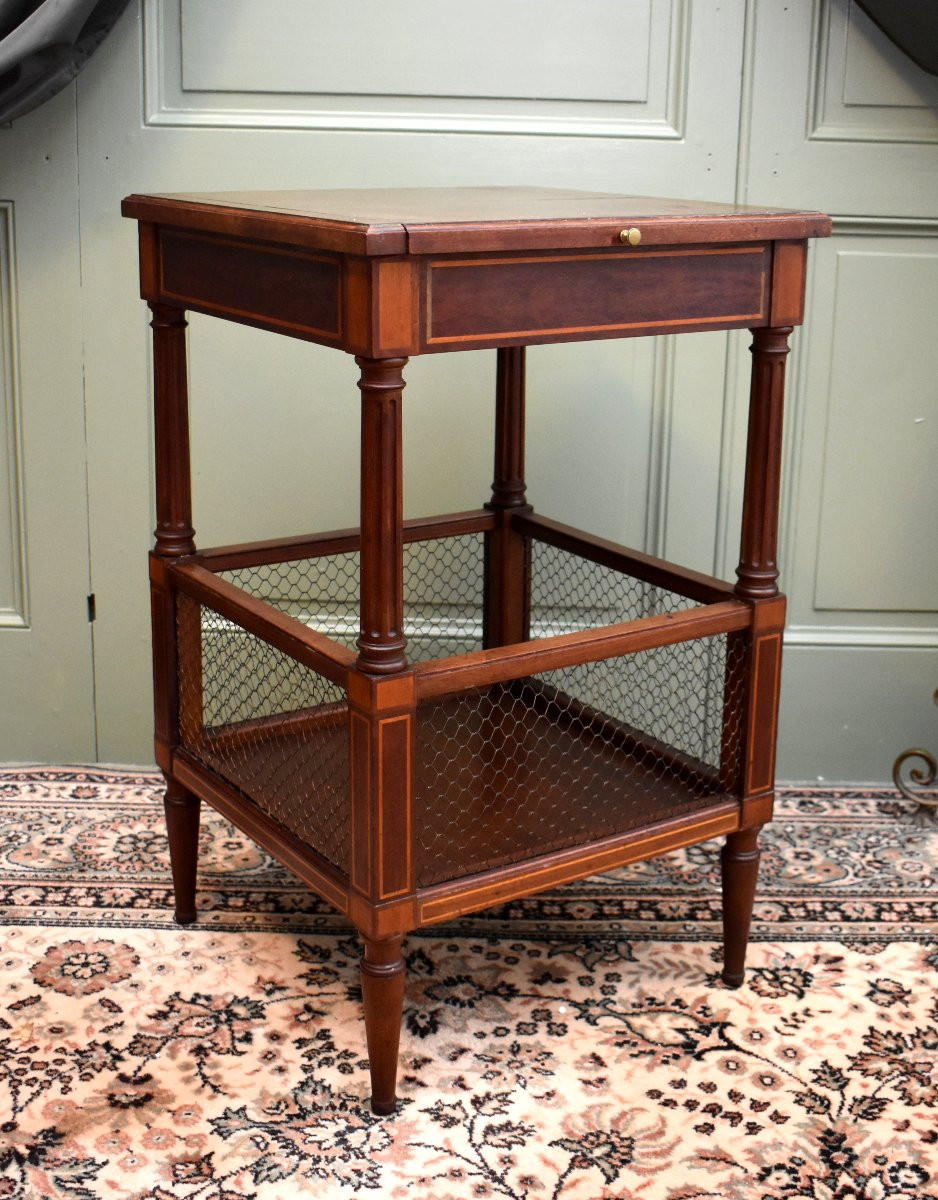 Table d'Appoint, Travailleuse, Chevet, Bout de Canapé, Table Volante en Acajou, Angleterre XIXe-photo-4