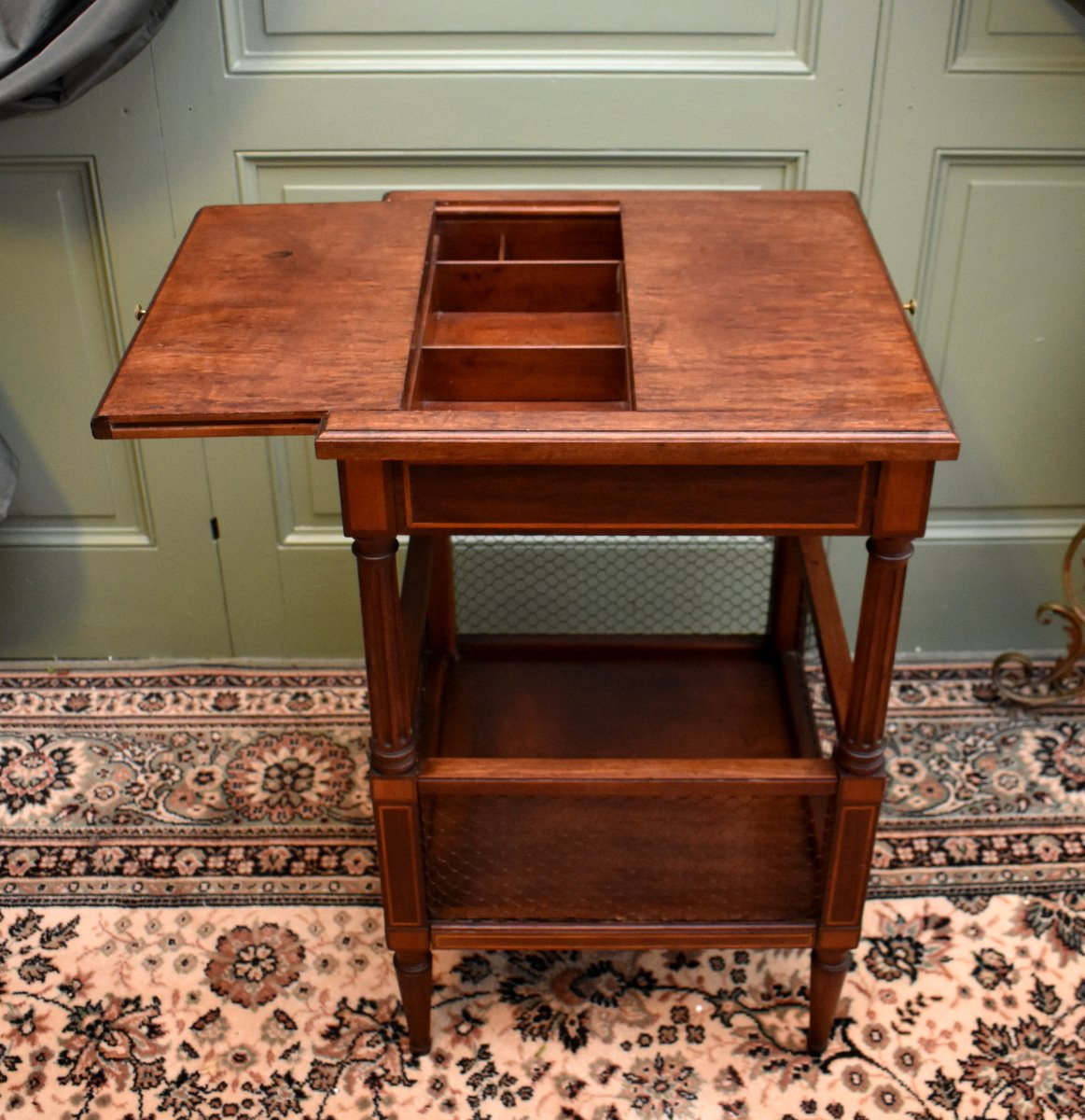 Table d'Appoint, Travailleuse, Chevet, Bout de Canapé, Table Volante en Acajou, Angleterre XIXe-photo-2