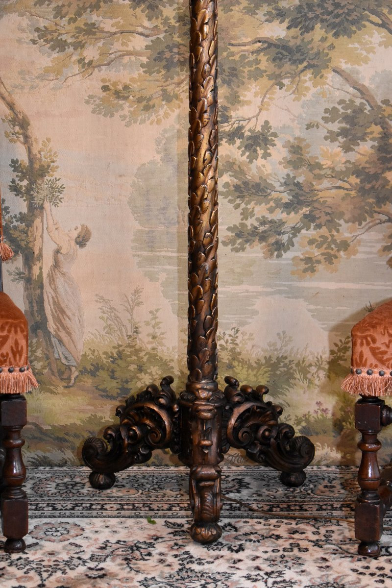 Lampadaire de style Renaissance en bois doré, fin XIXeme-photo-3