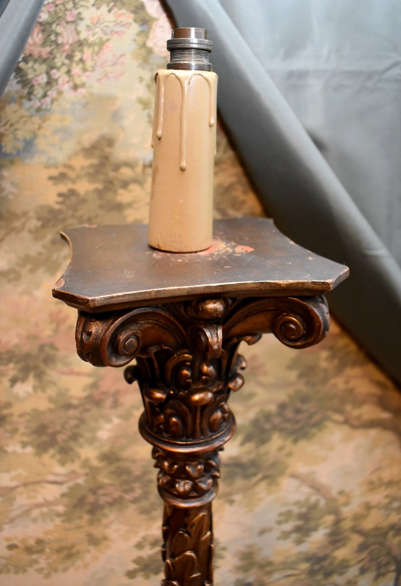 Lampadaire de style Renaissance en bois doré, fin XIXeme-photo-2