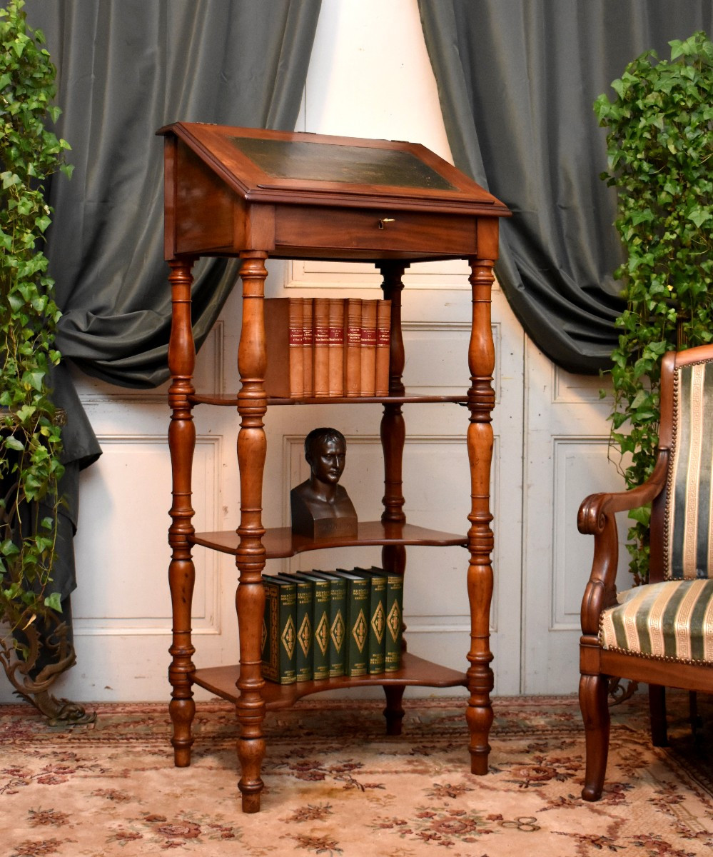 Mahogany Writing Desk At Waist Height, Louis Philippe Period, Lecturer's Desk-photo-4