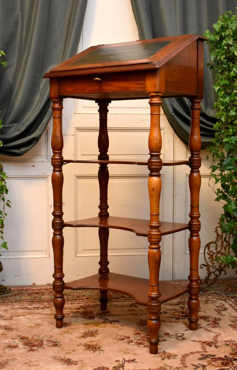 Mahogany Writing Desk At Waist Height, Louis Philippe Period, Lecturer's Desk-photo-8