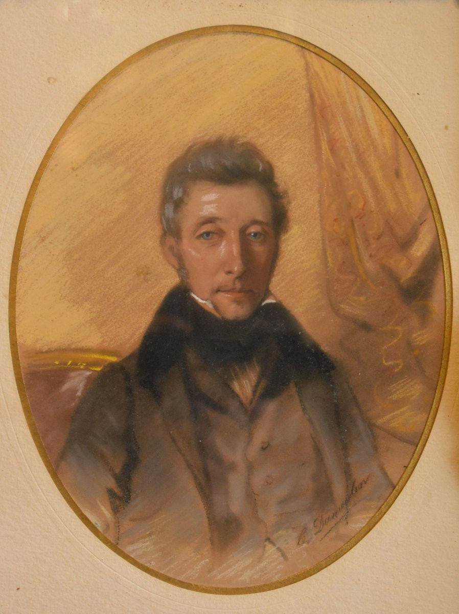 Signed Pastel, Portrait Of A Dandy, Portrait Of A Young Man, Romantic Era, 19th Century-photo-4
