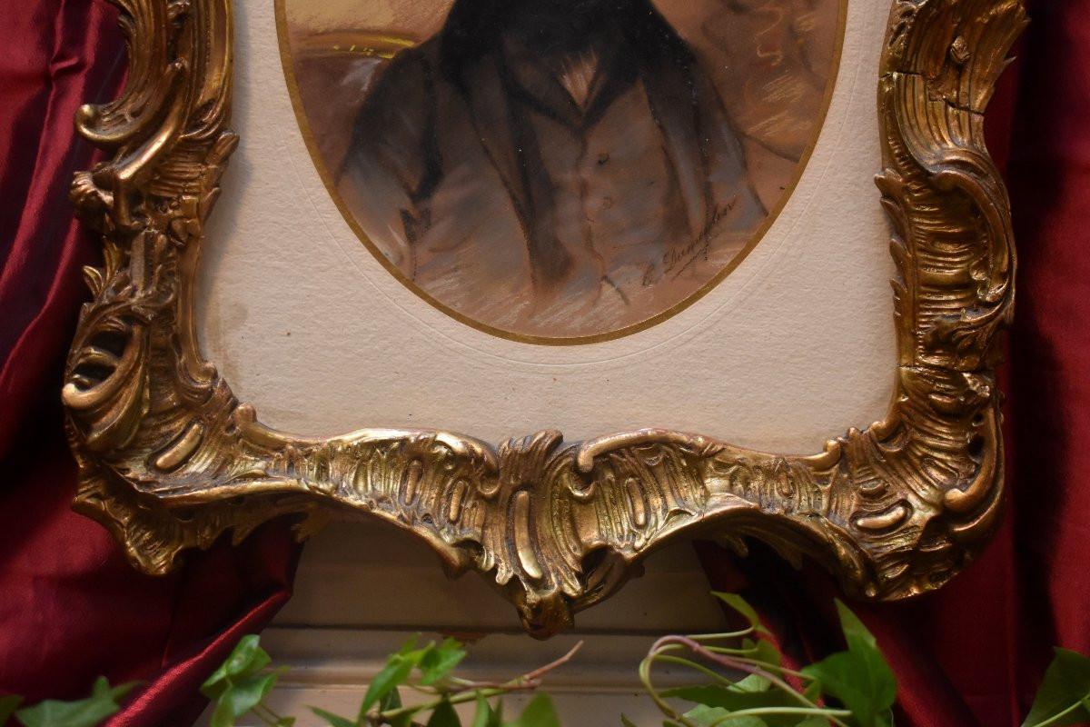 Signed Pastel, Portrait Of A Dandy, Portrait Of A Young Man, Romantic Era, 19th Century-photo-3