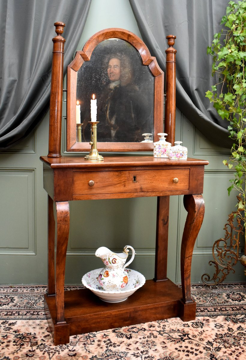 Restoration Period Walnut Dressing Table, Dressing Table, 19th Century-photo-8