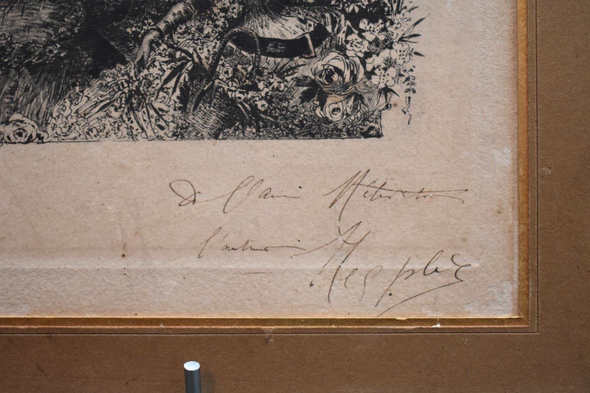Carnaval de Nice, Gravure signée et Dédicacée par Paul Eugène Mesplès (1849-1924), Belle Epoque-photo-1