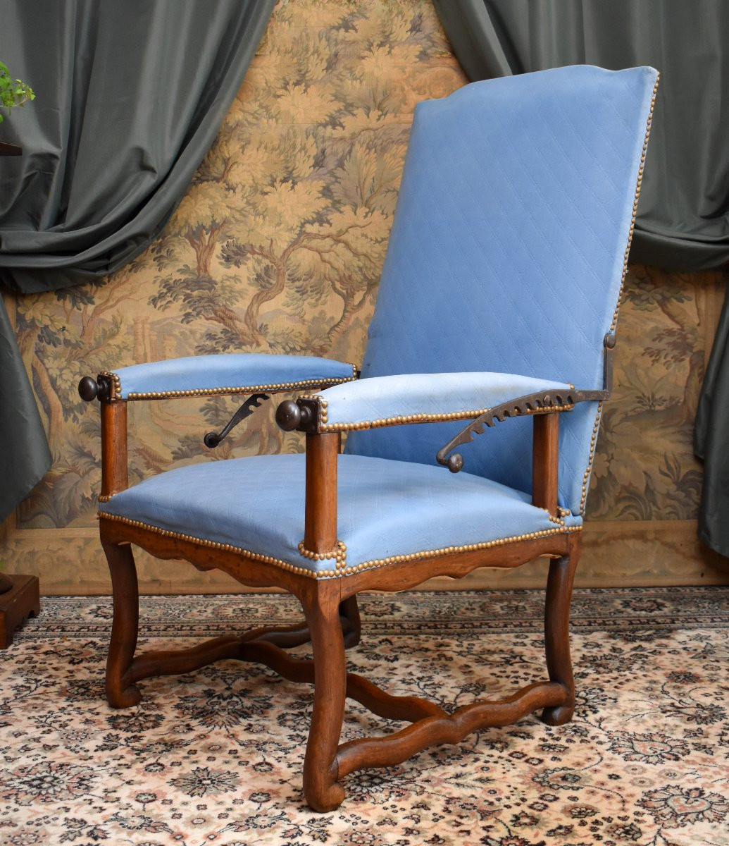Louis XIV Period Reclining Armchair, With A Ratchet Mechanism For The Backrest, Oak, Late 17th Century -photo-3