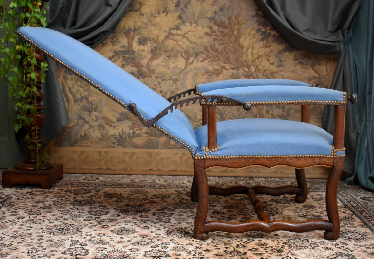 Louis XIV Period Reclining Armchair, With A Ratchet Mechanism For The Backrest, Oak, Late 17th Century -photo-4
