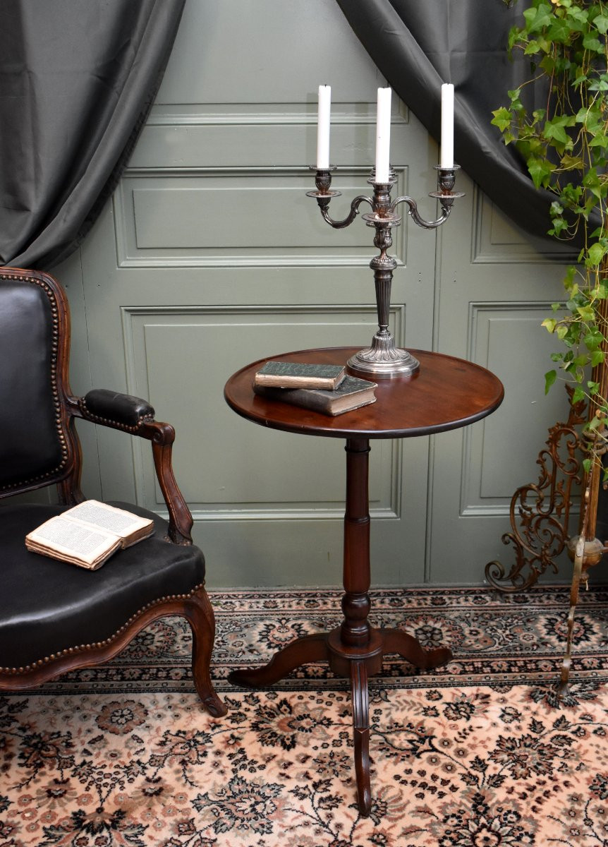 Louis XVI Style Mahogany Tilting Pedestal Table With A Cabaret-style Top, Late 18th Century-photo-8