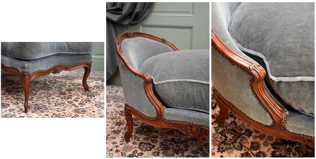 Louis XV Style Carved Natural Wood Duchesse Brisée Chair, Circa 1750-1770, 18th Century-photo-6