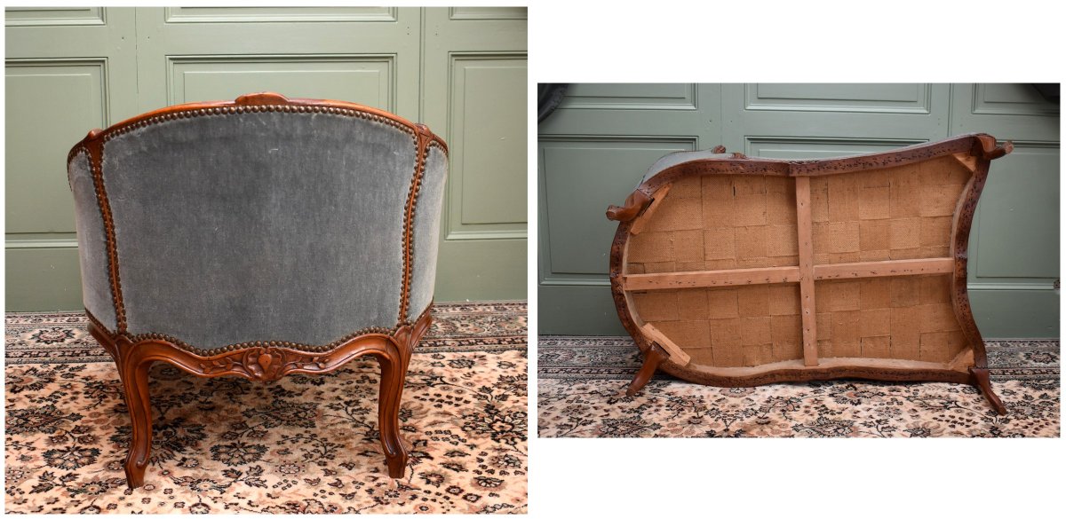 Louis XV Style Carved Natural Wood Duchesse Brisée Chair, Circa 1750-1770, 18th Century-photo-7