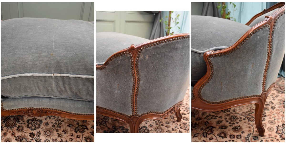 Louis XV Style Carved Natural Wood Duchesse Brisée Chair, Circa 1750-1770, 18th Century-photo-8