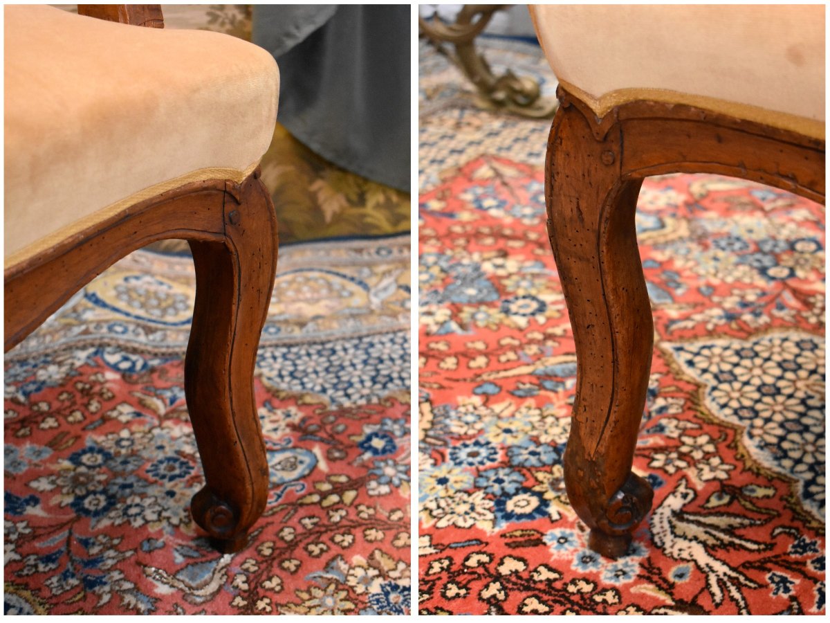Large Fauteuil à Dossier Plat d'Epoque Régence / Louis XV , Dossier à la Reine, Début XVIII ème-photo-7