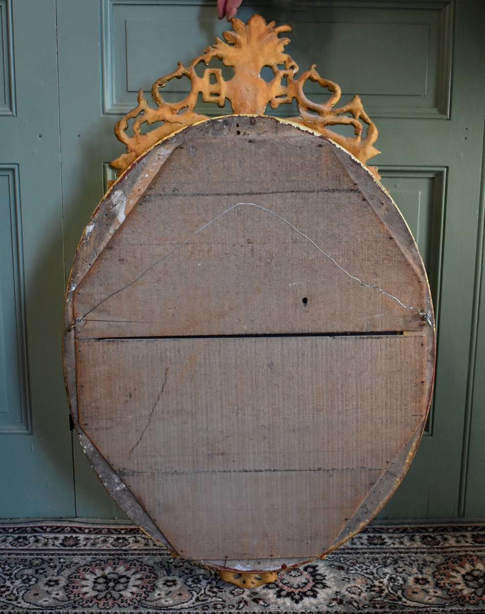 Oval Mirror In Stucco And Gilded Wood, Napoleon III Period, Louis XVI Style-photo-8