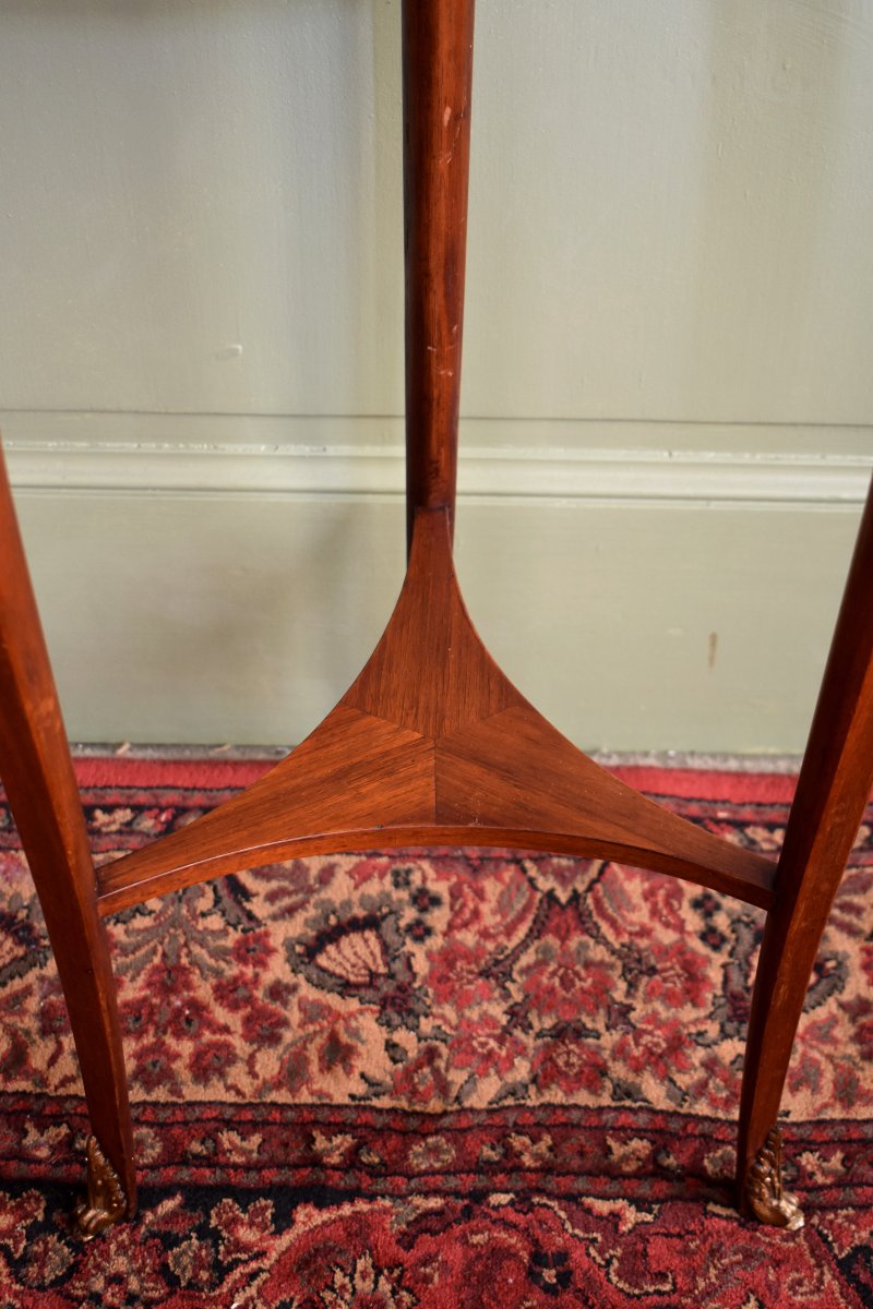 Sellette Inlaid In The Louis XV- Louis XVI Transition Style, Small Pedestal Table, Marquetry, 19th Century-photo-2