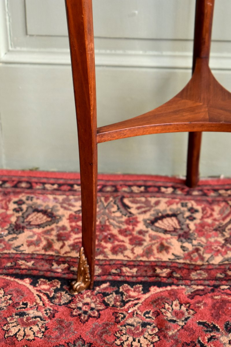 Sellette Inlaid In The Louis XV- Louis XVI Transition Style, Small Pedestal Table, Marquetry, 19th Century-photo-6