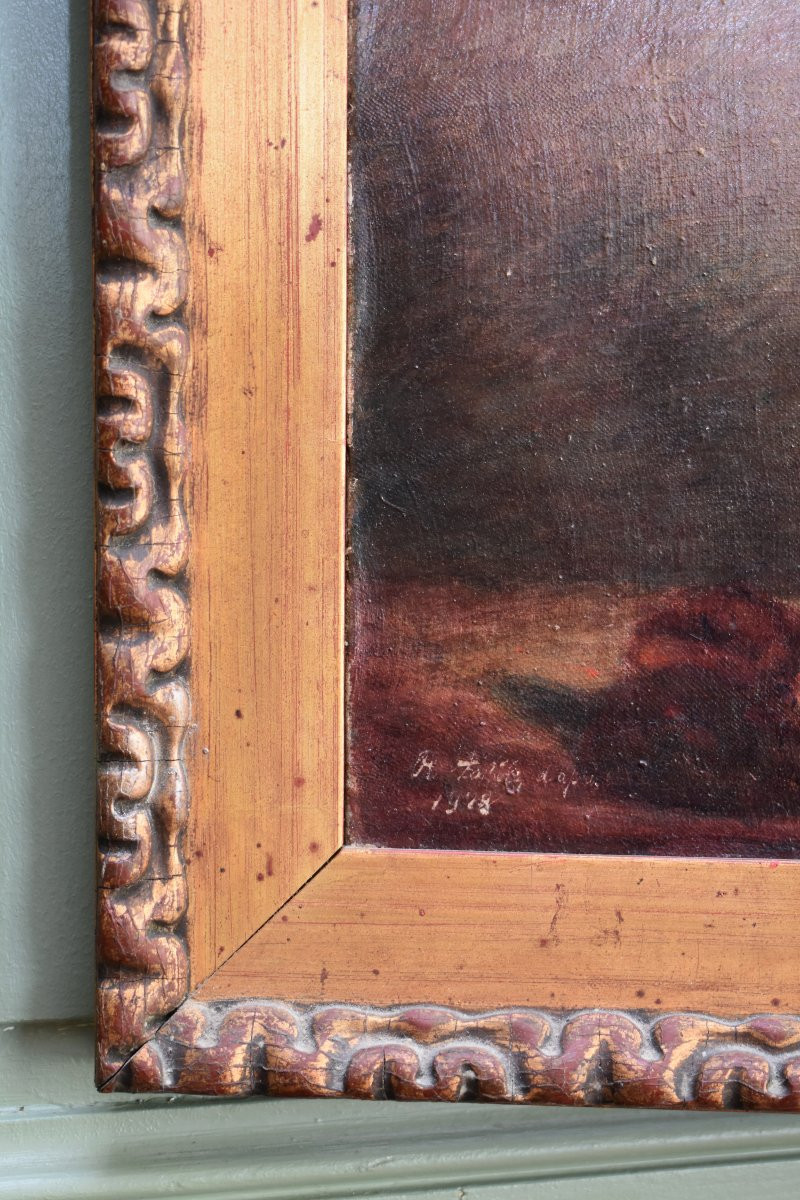 Bouquet De Fleurs Sur Entablement, Framed Oil On Canvas, Early 20th Century-photo-1