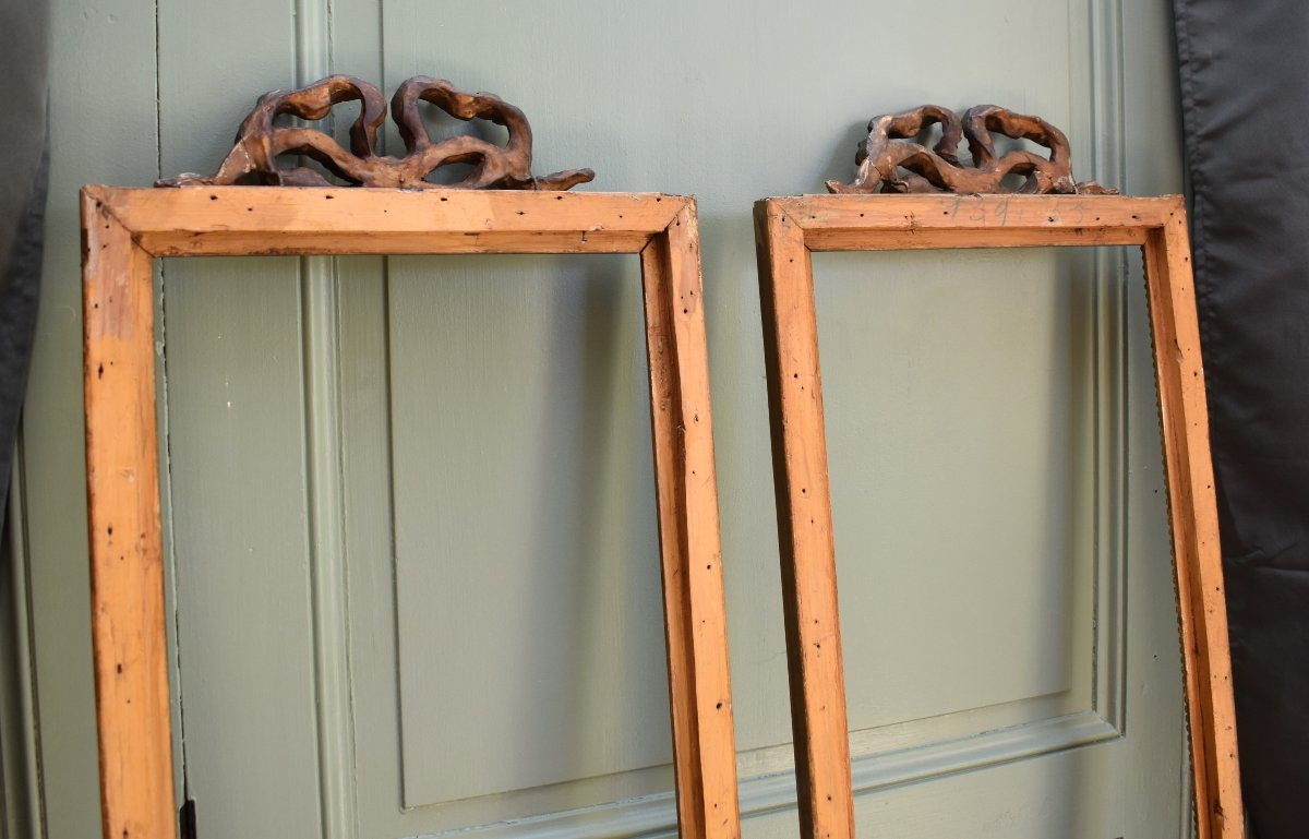 Pair Of Louis XVI Style Gilded Wood Frames, In-between Frames, Napoleon III Period-photo-7
