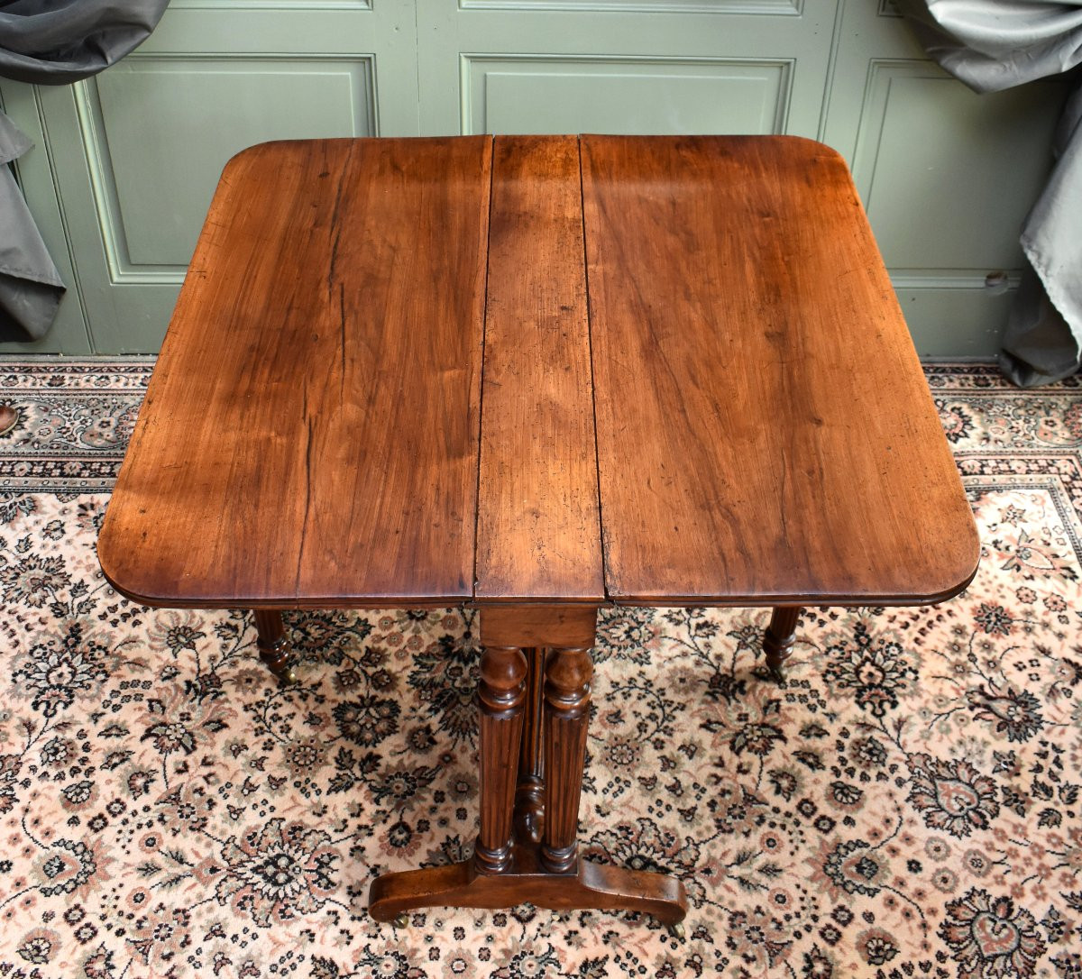 Table à Volets en Noyer Massif, Epoque Louis Philippe, Table à Abattants,  Console, Vers 1840-photo-4