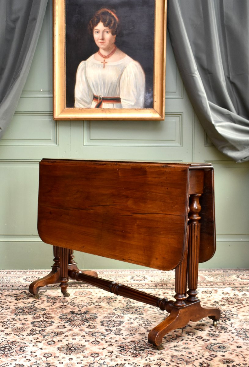 Table à Volets en Noyer Massif, Epoque Louis Philippe, Table à Abattants,  Console, Vers 1840-photo-2