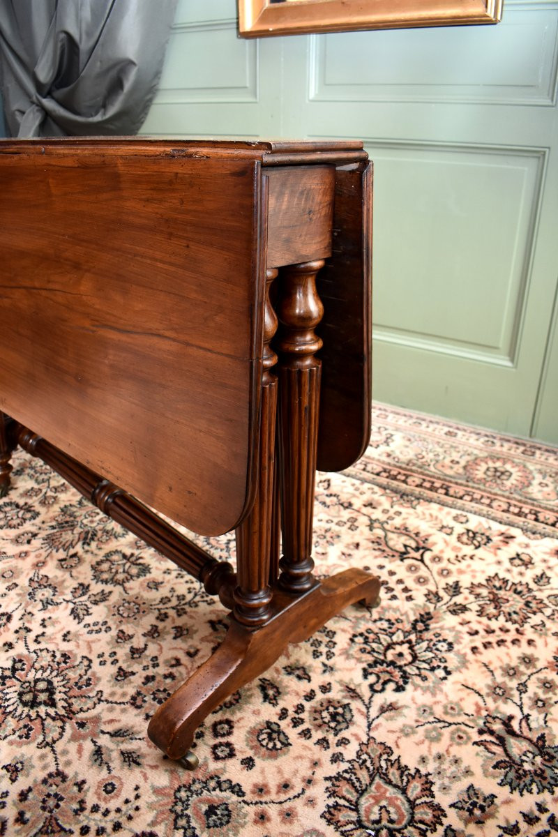 Table à Volets en Noyer Massif, Epoque Louis Philippe, Table à Abattants,  Console, Vers 1840-photo-6