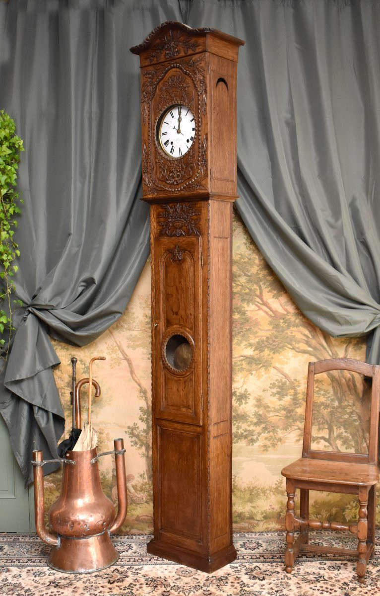 Normandy Oak Parquet Clock, Normandy, Pays De Caux, Wedding Clock, 19th Century-photo-3