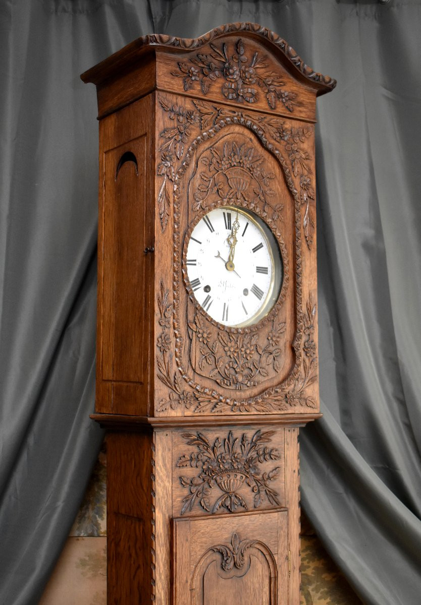 Normandy Oak Parquet Clock, Normandy, Pays De Caux, Wedding Clock, 19th Century-photo-1