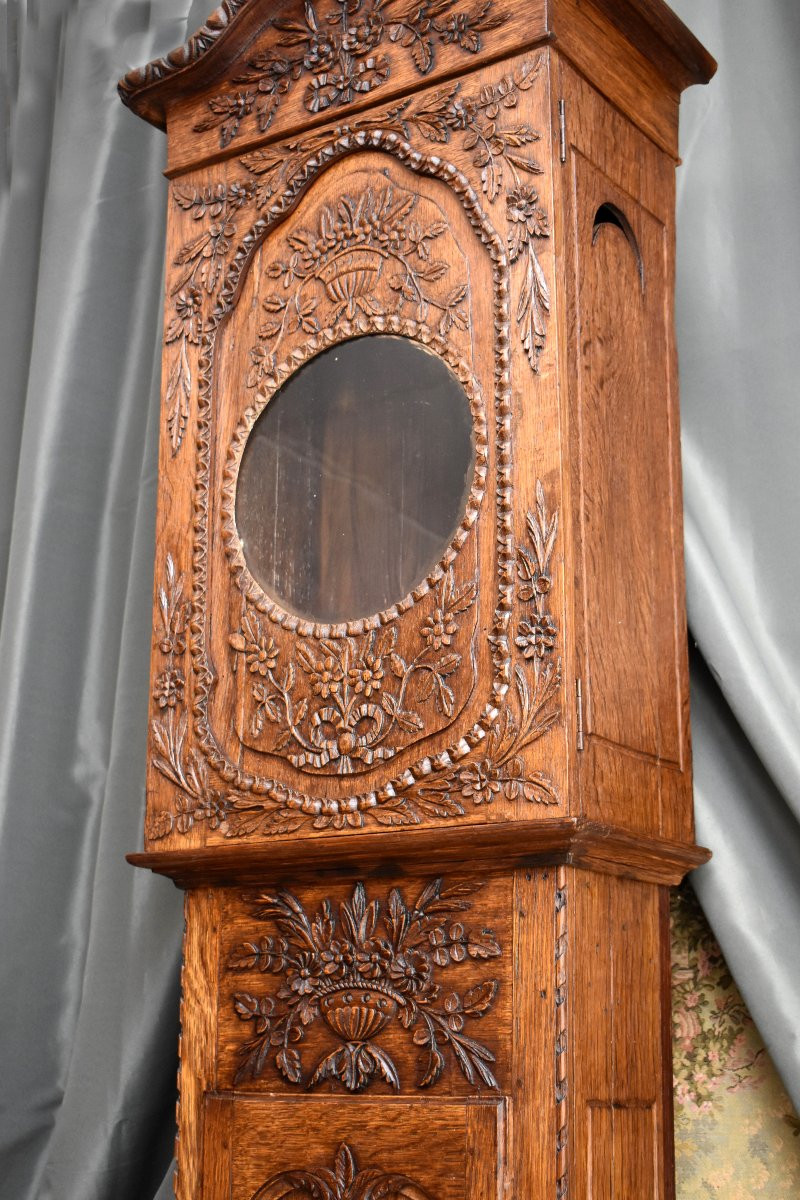 Normandy Oak Parquet Clock, Normandy, Pays De Caux, Wedding Clock, 19th Century-photo-2
