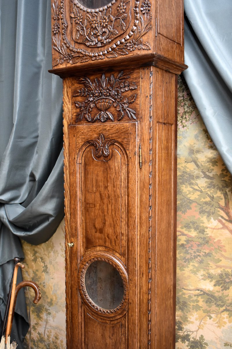 Normandy Oak Parquet Clock, Normandy, Pays De Caux, Wedding Clock, 19th Century-photo-3