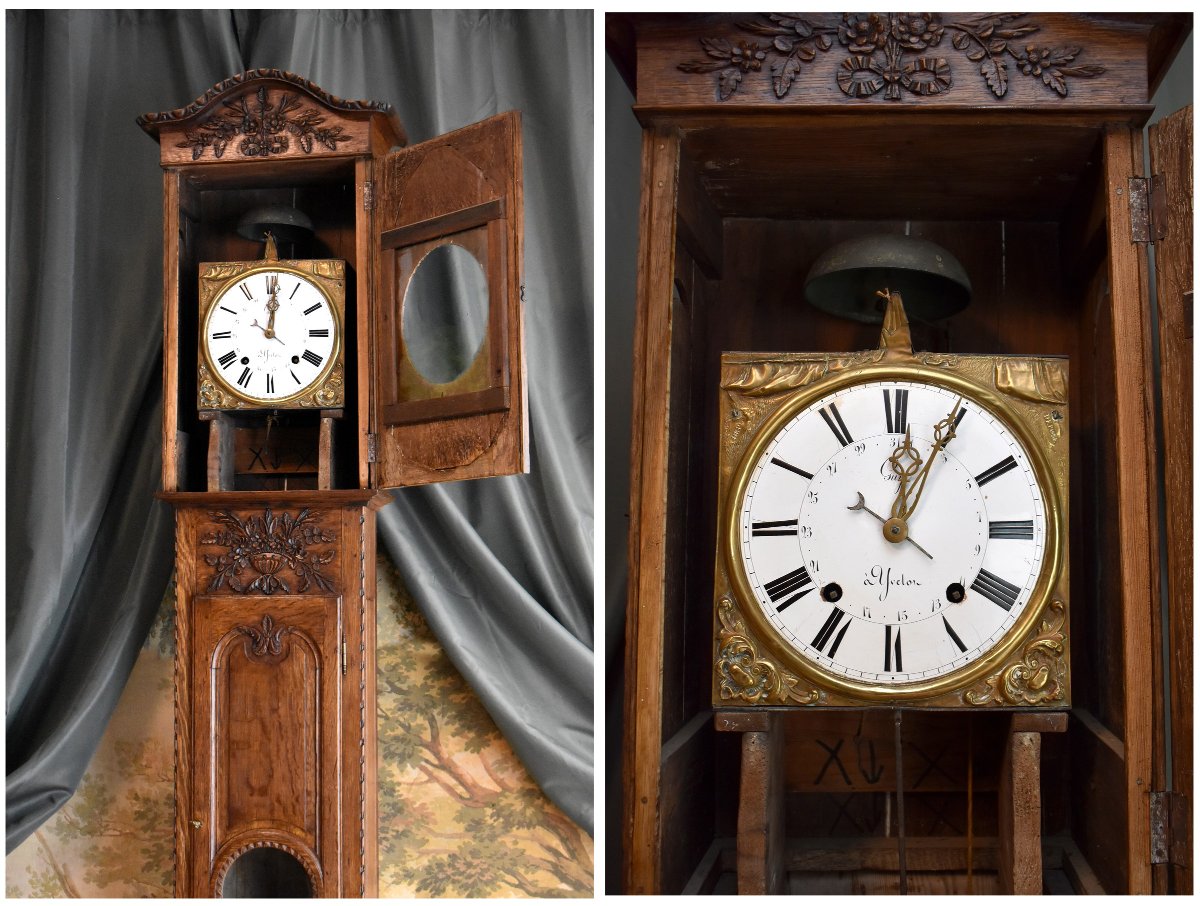 Normandy Oak Parquet Clock, Normandy, Pays De Caux, Wedding Clock, 19th Century-photo-6