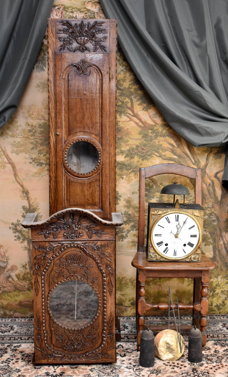 Normandy Oak Parquet Clock, Normandy, Pays De Caux, Wedding Clock, 19th Century-photo-8