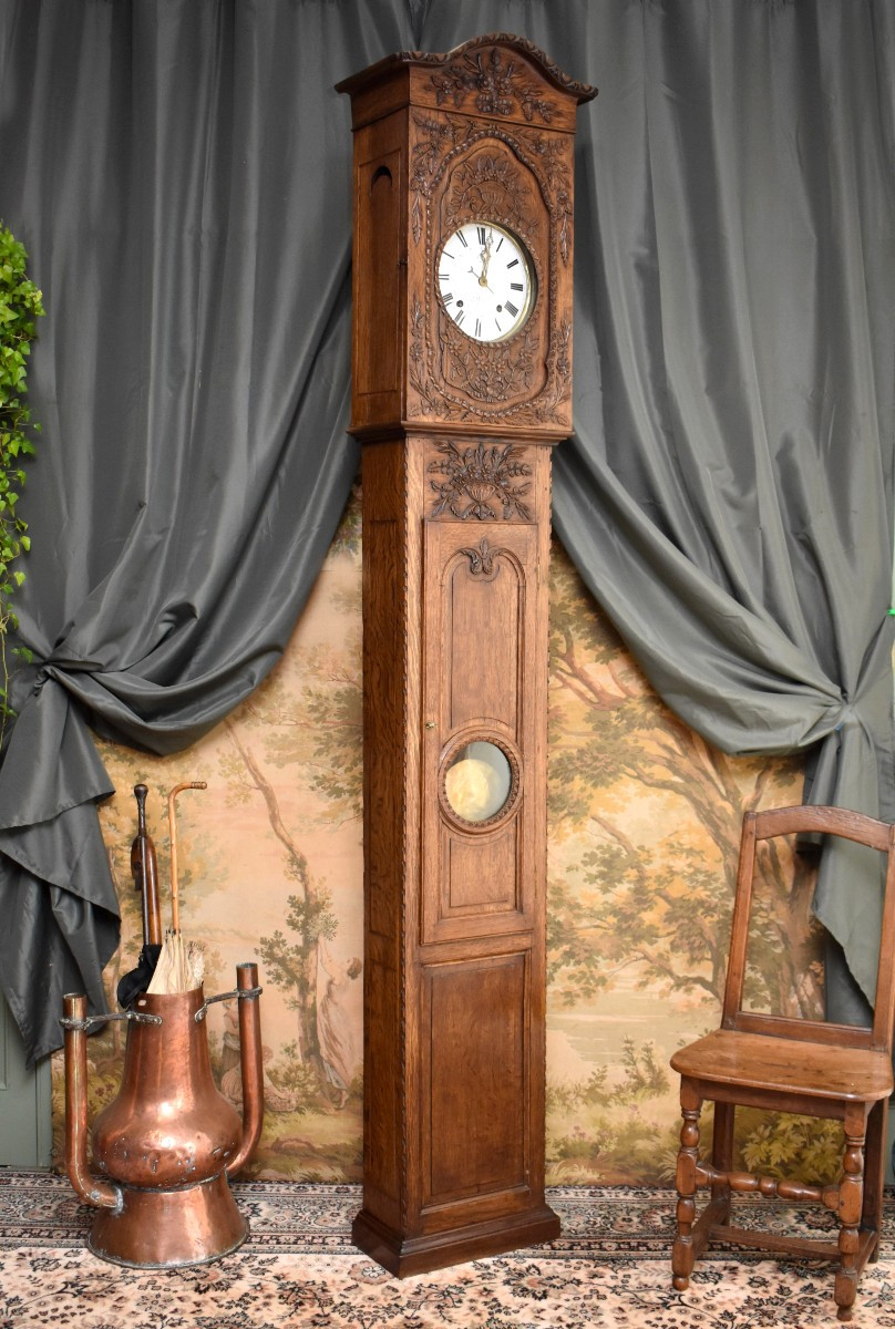 Normandy Oak Parquet Clock, Normandy, Pays De Caux, Wedding Clock, 19th Century