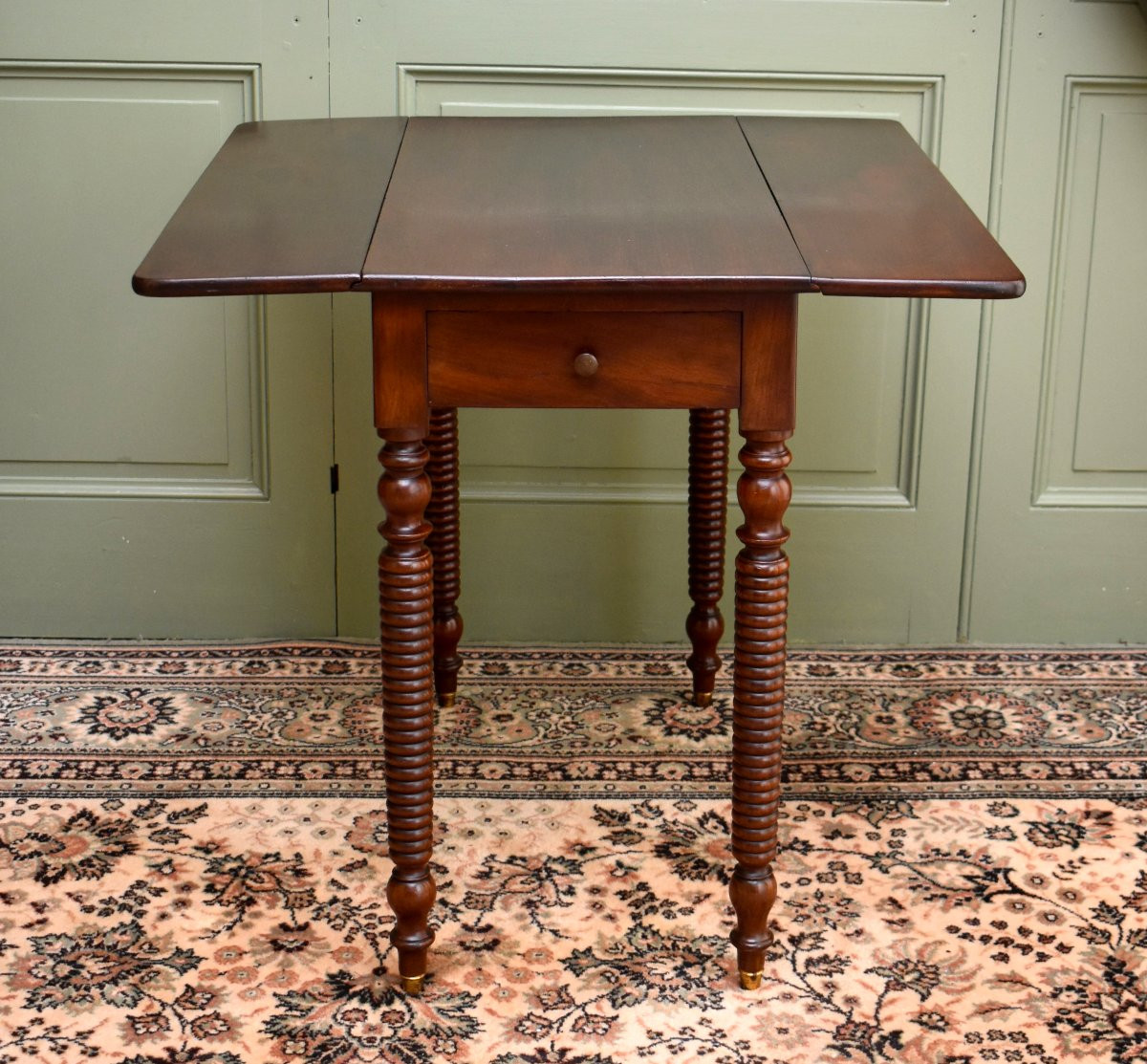 Table à Volets Ou Abattants, Louis Philippe Period, Solid Mahogany Console, 19th Century-photo-3