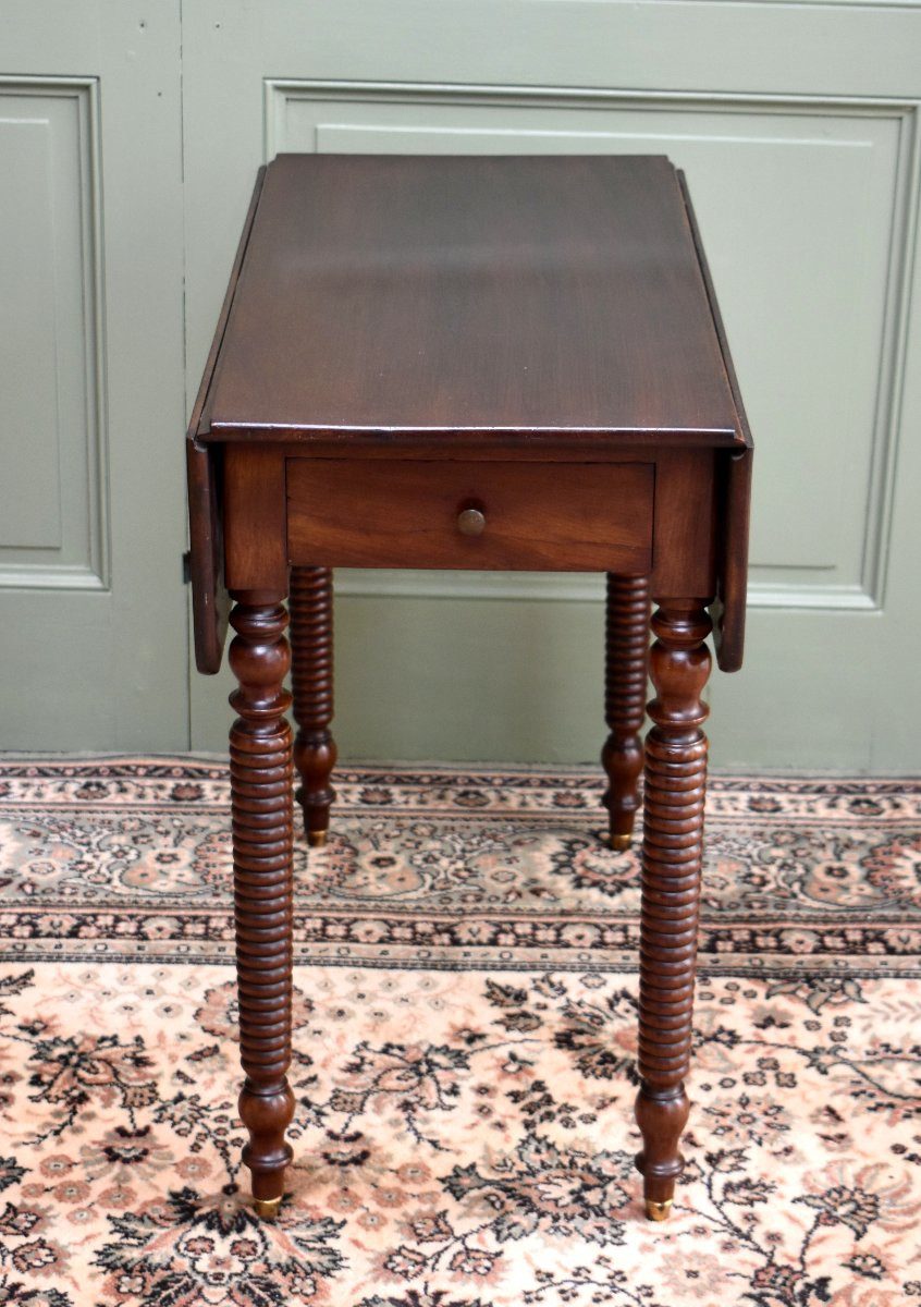 Table à Volets Ou Abattants, Louis Philippe Period, Solid Mahogany Console, 19th Century-photo-4
