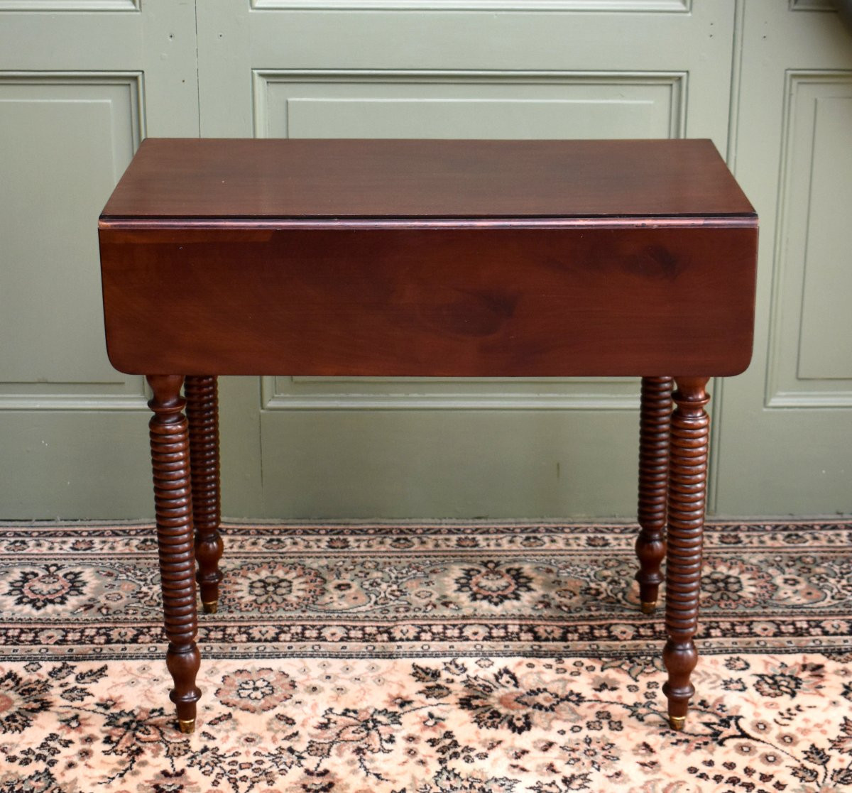 Table à Volets Ou Abattants, Louis Philippe Period, Solid Mahogany Console, 19th Century-photo-1