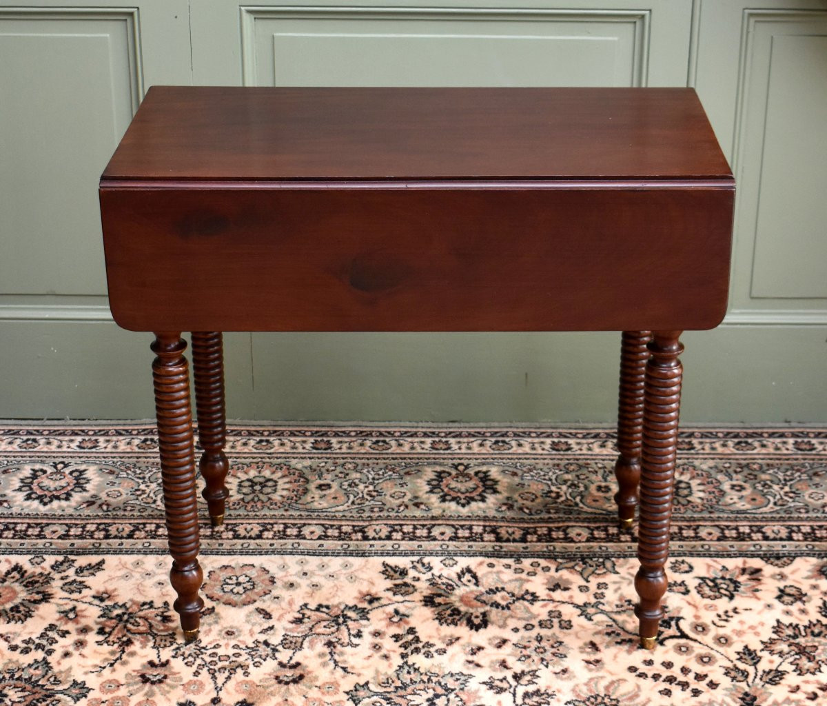 Table à Volets Ou Abattants, Louis Philippe Period, Solid Mahogany Console, 19th Century-photo-3