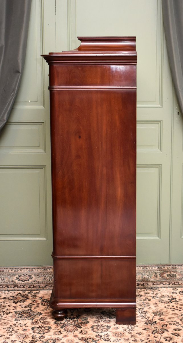 Bonnetière , Cabinet In Flamed Mahogany, Biedermeier, First Half 19th Century-photo-1