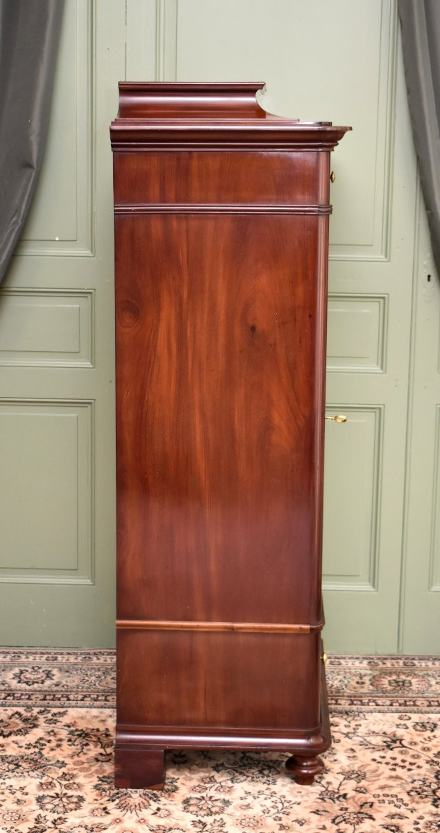 Bonnetière , Cabinet In Flamed Mahogany, Biedermeier, First Half 19th Century-photo-3