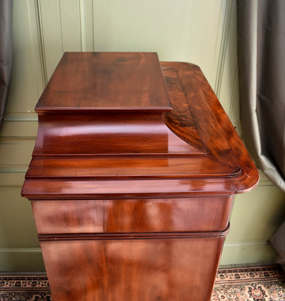 Bonnetière , Cabinet In Flamed Mahogany, Biedermeier, First Half 19th Century-photo-7