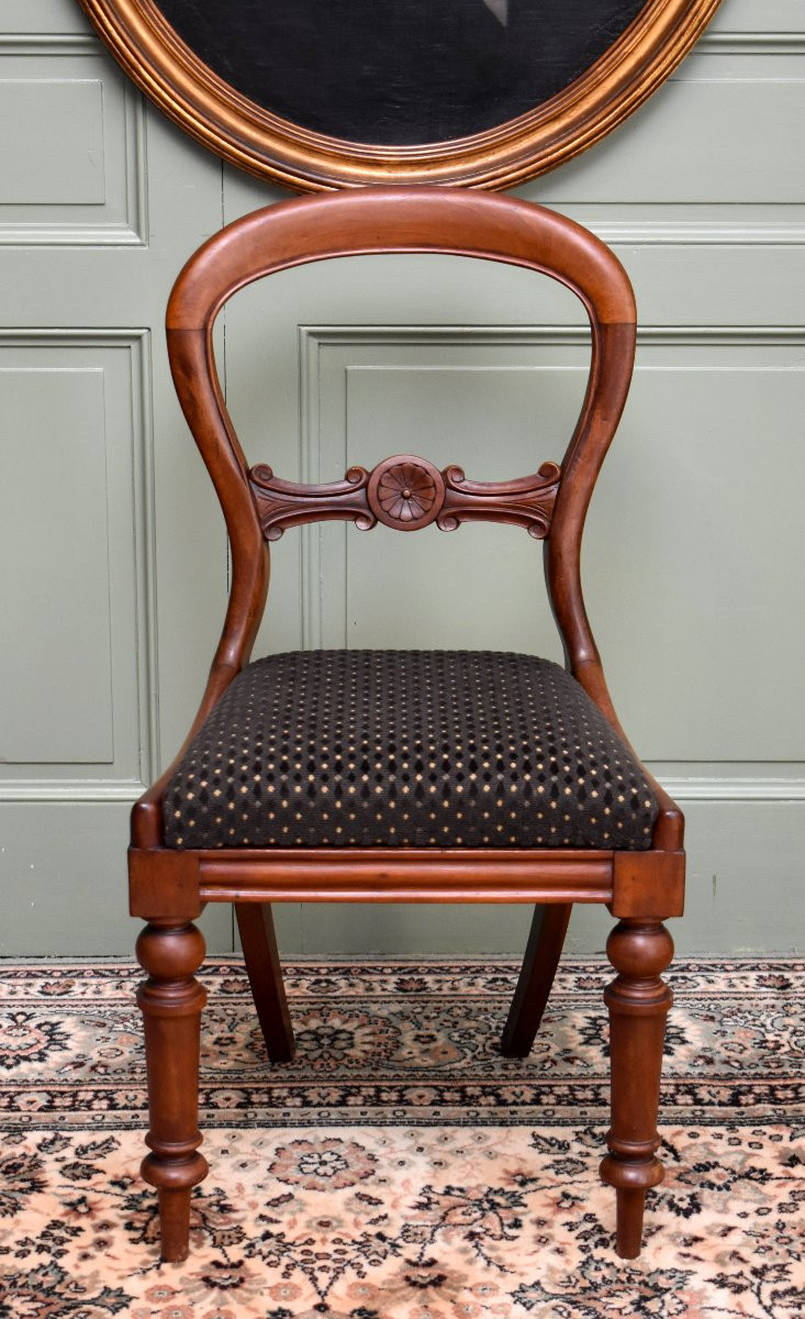 Suite Of Four English Chairs In Solid Mahogany, Victorian Period, England, Early 19th Century-photo-3