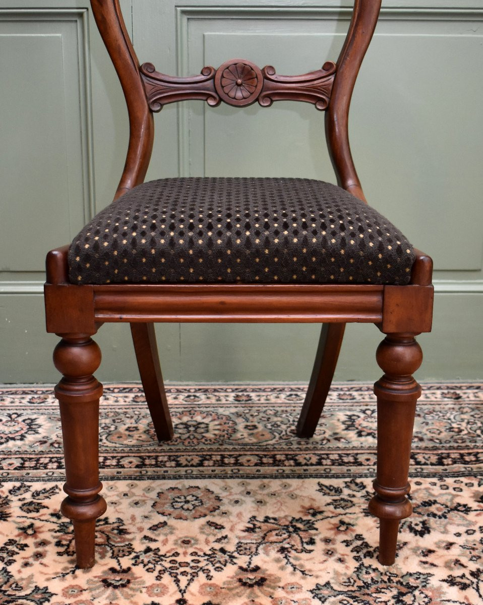 Suite Of Four English Chairs In Solid Mahogany, Victorian Period, England, Early 19th Century-photo-4